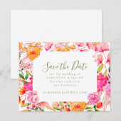 Pink Orange Flowers Wedding Budget Save the Date ポストカード (正面/裏面)