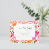 Pink Orange Flowers Wedding Budget Save the Date ポストカード (スタンド正面)