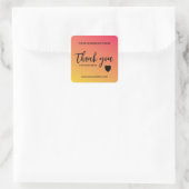 Pink Orange Gradient Business Thank You  スクエアシール (バッグ)
