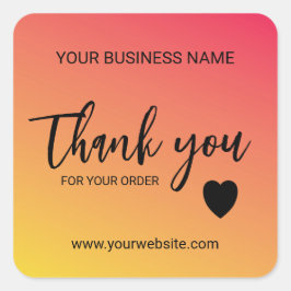 Pink Orange Gradient Business Thank You  スクエアシール