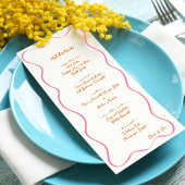 Pink & Orange Hand Drawn Curvy Border Wedding Menu メニュー