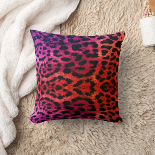 pink orange hue leopard pattern design throw pillo クッション (ブランケット)