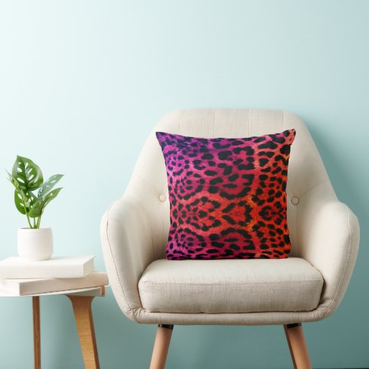 pink orange hue leopard pattern design throw pillo クッション (椅子)