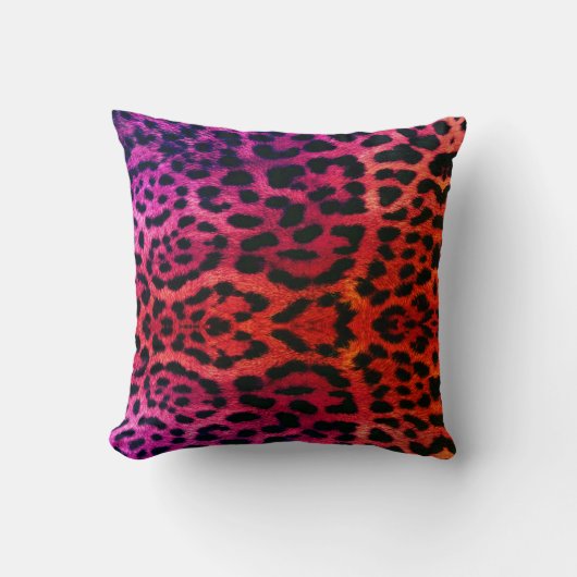 pink orange hue leopard pattern design throw pillo クッション (正面)