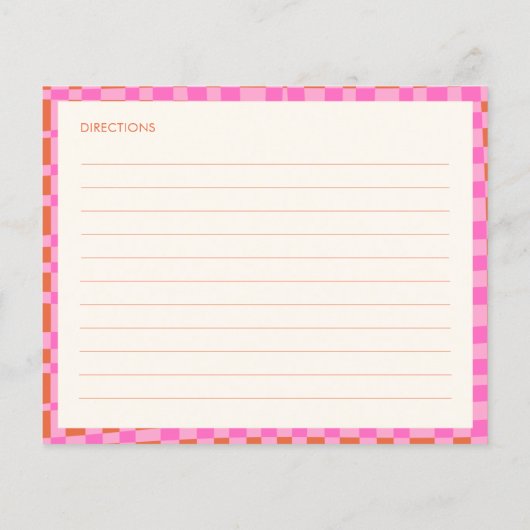 Pink Orange Personalized Bridal Shower Recipe Card (裏面)