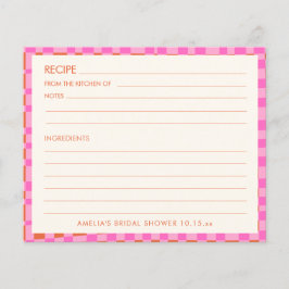 Pink Orange Personalized Bridal Shower Recipe Card