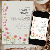 Pink Orange Pretty Floral Bridal Lingerie Shower 招待状