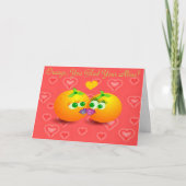 Pink Orange Pun Love Greeting Card サンキューカード (正面)