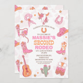 Pink Orange Retro 2nd Rodeo Birthday  招待状 (正面/裏面)