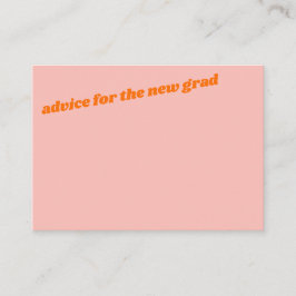 Pink Orange Retro Bold Grad Party Keepsake アドバイスカード