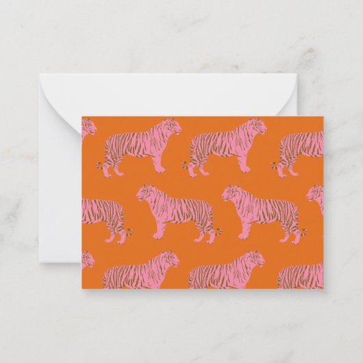 Pink Orange Tiger Personalized Gift Enclosure ノートカード (裏面)