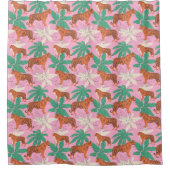 Pink Orange Tropical Tiger Jungle Maximalist Decor シャワーカーテン (正面)