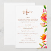 Pink Orange Watercolor Floral Wedding Dining メニュー (正面/裏面)