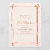 Pink Orange Whimsical Ribbon Bow Bridal Shower 招待状 (正面)