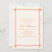 Pink Orange Whimsical Ribbon Bow Graduation Party 招待状 (正面)