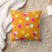 Pink Orange White and Yellow Dot throw pillow クッション (ブランケット)