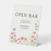 Pink Orange Wildflower Wedding Open Bar 台座サイン (正面)