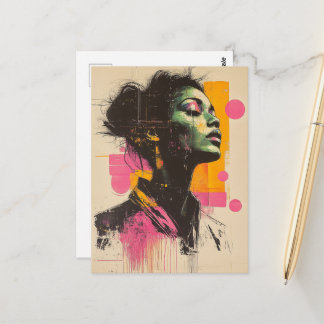 Pink Orange Woman ポストカード
