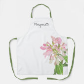 Pink Orchid Floral Design – Elegant Botanical Art エプロン (正面)