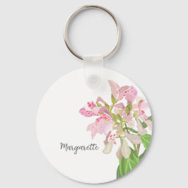 Pink Orchid Floral Design – Elegant Botanical Art キーホルダー