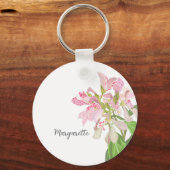 Pink Orchid Floral Design – Elegant Botanical Art キーホルダー (正面)