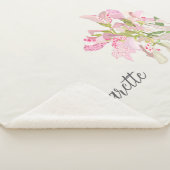 Pink Orchid Floral Design – Elegant Botanical Art シェルパブランケット (3/4)