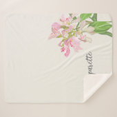 Pink Orchid Floral Design – Elegant Botanical Art シェルパブランケット (正面(横))