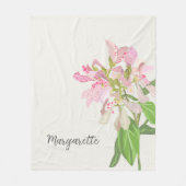Pink Orchid Floral Design – Elegant Botanical Art フリースブランケット (正面)