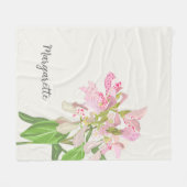 Pink Orchid Floral Design – Elegant Botanical Art フリースブランケット (正面(横))