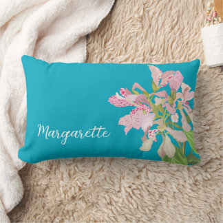 Pink Orchid Floral Design – Elegant Botanical Art ランバークッション