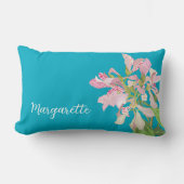 Pink Orchid Floral Design – Elegant Botanical Art ランバークッション (正面)