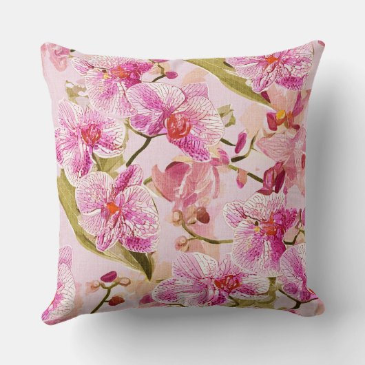 pink orchid floral pattern クッション (裏面)
