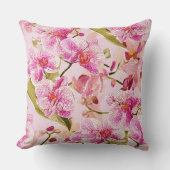 pink orchid floral pattern クッション (正面)