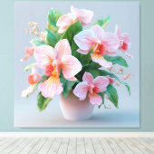 Pink Orchid Flower Arrangement キャンバスプリント (インサイチュ (ウッドフロア))
