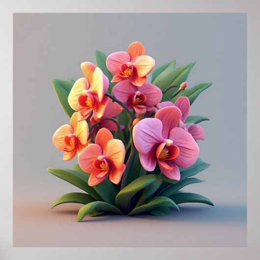 Pink Orchid Flower Arrangement ポスター (正面)