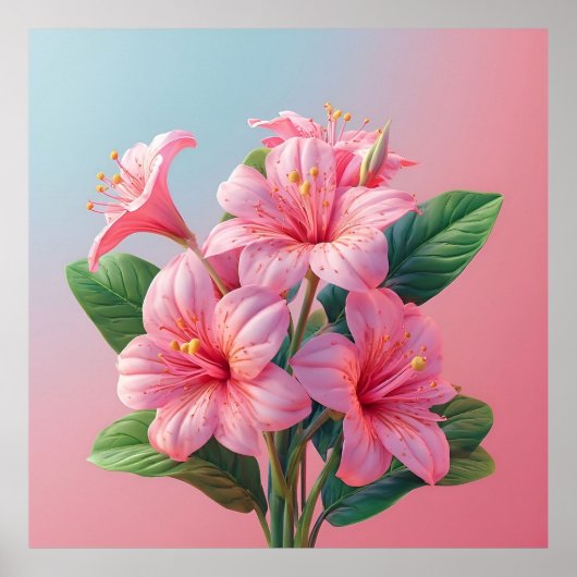 Pink Orchid Flower Arrangement ポスター (正面)