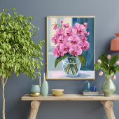 Pink Orchid Flower Bouquet Watercolor ポスター