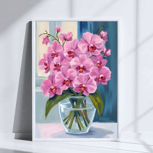 Pink Orchid Flower Bouquet Watercolor ポスター