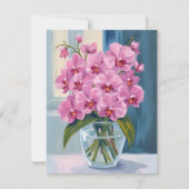 Pink Orchid Flower Bouquet Watercolor Card (正面)