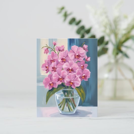 Pink Orchid Flower Bouquet Watercolor Card (スタンド正面)