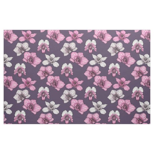 Pink orchid flowers ファブリック (ファットクウォーター)