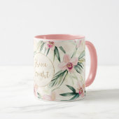 Pink Orchid Flowers Gold Glitter Shine Bright マグカップ (正面右)
