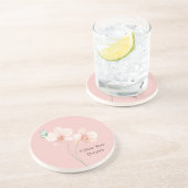 Pink Orchid Flowers Mint Green Butterfly コースター (側面)