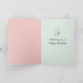 Pink Orchid Flowers Mint Green Butterfly Birthday カード (内部)