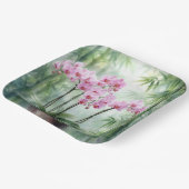 Pink Orchid Plant On Bamboo Background ペーパープレート (傾斜あり)