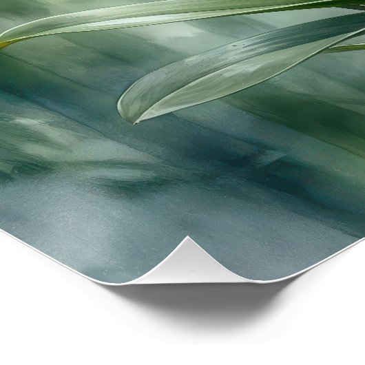 Pink Orchid Plant On Bamboo Background ポスター (コーナー)