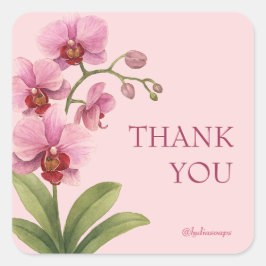 Pink Orchid Square Business Thank You Sticker スクエアシール