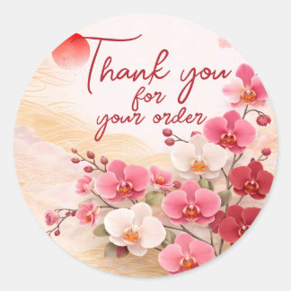 Pink orchid Thank You For your order ラウンドシール