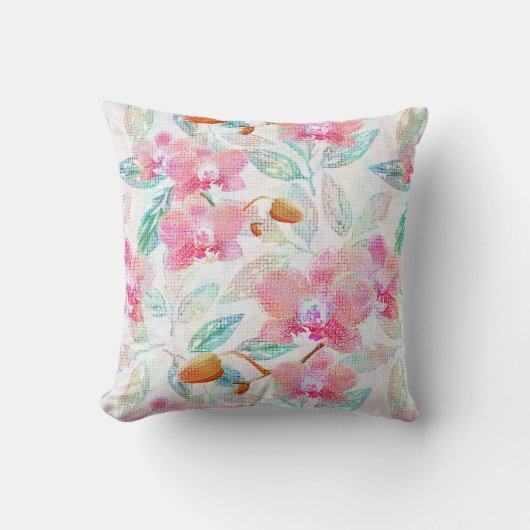 Pink orchids. クッション (正面)