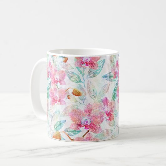 Pink orchids. コーヒーマグカップ (正面左)